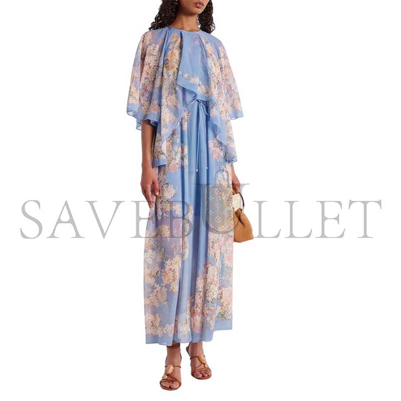 ZIMMERMANN CASCADIAN COTTON AND SILK GEORGETTE MAXI DRESS 